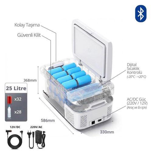 Coolist CLK25B 12/24Volt/ 220Volt 25 Litre Kompresörlü Bluetooth Bağlantılı Oto Buzdolabı