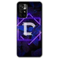 Redmi Note 11T Kılıf HD Desen Baskılı Arka Kapak - Dark Neon Yaprak D Harfi