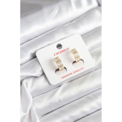 14K Gold Renk Kaplama Zirkon Taşlı CM Kadın Küpe