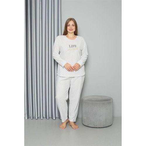 Welsoft Polar Kadın Büyük Beden Pijama Takımı Ekru