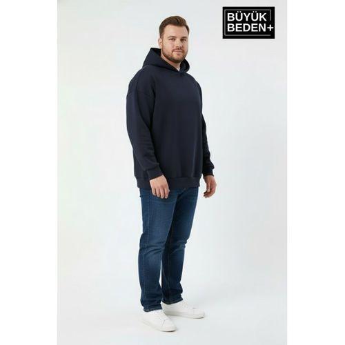 Erkek Büyük Beden İnce Kapşonlu Kollar Ve Etek Ribanalı Swatshırt SPR26BSW957