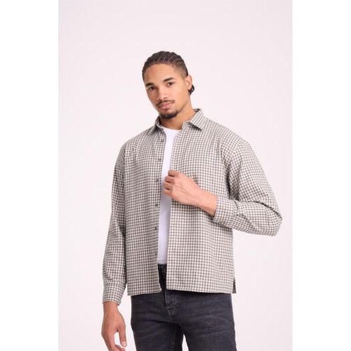 Jonas Ekose Küçük Kareli Relaxed Fit %100 Pamuklu Flanel Kumaş Erkek Gömlek - Yeşil