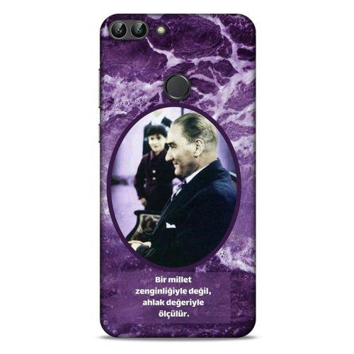 Huawei Psmart Kılıf Atatürk (10) Full Koruma Kılıfı Mor