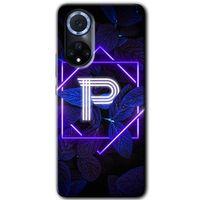 Potkal Hediye Fabrikası Huawei Nova 9 Kılıf HD Desen Baskılı Arka Kapak - Dark Neon Yaprak P Harfi