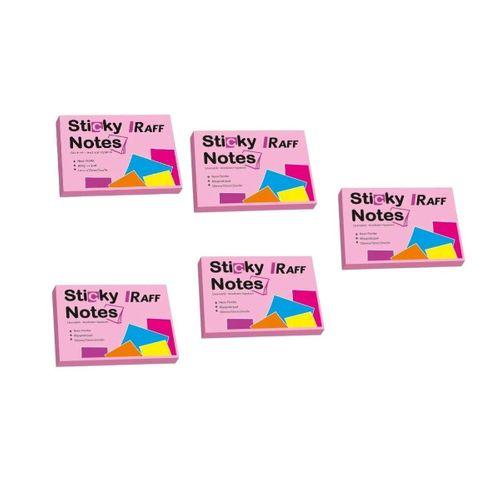 RAFF YAPIŞKANLI NOT KAĞIDI ( 75 mm x 50 mm) NEON PEMBE ( 5 Adet )
