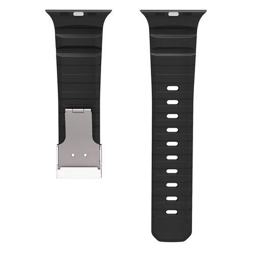 Apple Watch 44mm Zore KRD-145 Metal Tokalı Silikon Kordon