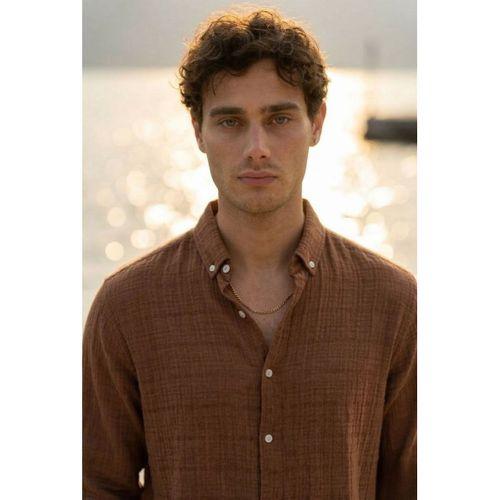 Bien Pamuk Keten Erkek Gömlek - Kahve