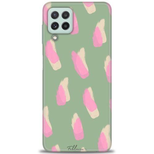 Samsung Galaxy M22 Kılıf HD Baskılı Kılıf - Pembe Krem + Tam Ekran Koruyucu