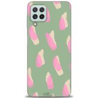 Samsung Galaxy M22 Kılıf HD Baskılı Kılıf - Pembe Krem + Tam Ekran Koruyucu
