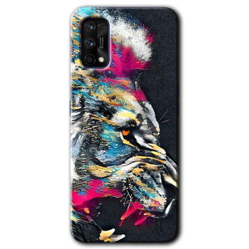 Realme 7 Pro Kılıf HD Desen Baskılı Arka Kapak - Colorfull Aslan