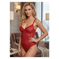 Kırmızı Çizgili Bodysuit - 878