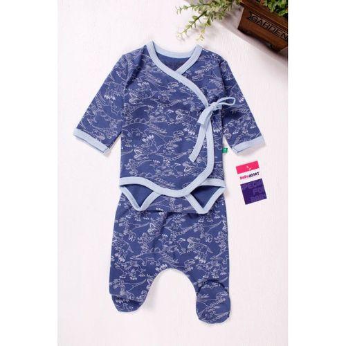 Kruvaze Bağlamalı Dinazor Desenli 2'li Erkek Takım