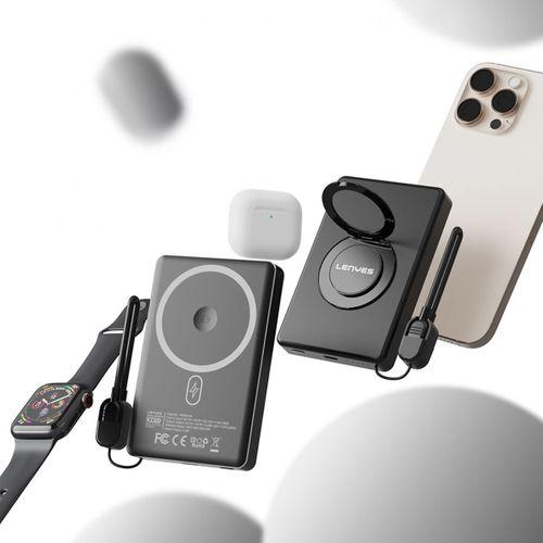 Lenyes PW1005D Standlı Akıllı Saat Kablosuz Şarj Özellikli Wireless Powerbank 20W 10000mAh