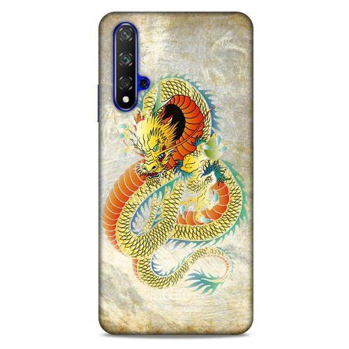 Huawei P Smart S 2020 Kılıf Dragons (21) Koruyucu Kapak Ejderha Dövme Sarı