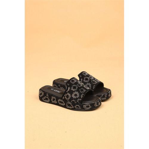 Leovera Taşlı Detaylı Kadın Platform Terlik