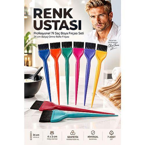 Profesyonel 7li Saç Boya Fırçası Seti 24 cm Balyaj Omre Röfle Fırçası 723621