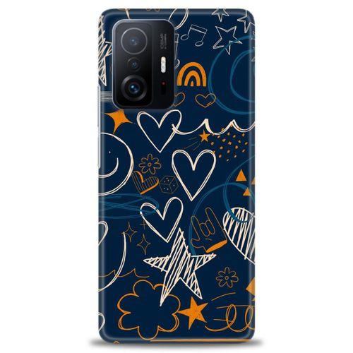 Xiaomi Mi 11T Pro Kılıf HD Baskılı Kılıf - Notalar ve Kalpler + Tam Ekran Koruyucu