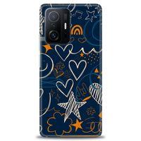 Xiaomi Mi 11T Pro Kılıf HD Baskılı Kılıf - Notalar ve Kalpler + Tam Ekran Koruyucu