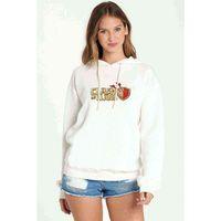 Clash Of Clans Logo Baskılı Beyaz Kadın Kapşonlu Sweatshirt