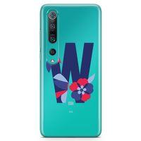 Xiaomi Mi 10 Kılıf W Harfi Çiçekli Arka Kapak Koruma Desenli Full Koruyucu