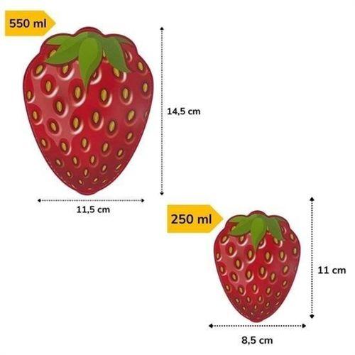 2'li İç İçe Geçebilen Çilek Model Saklama ve Beslenme Kabı Seti (550 ml + 250 ml)