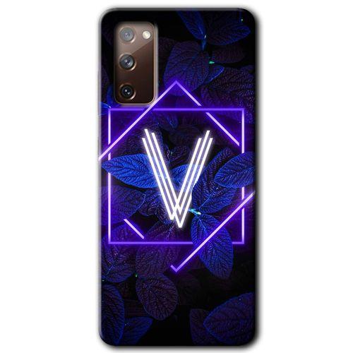 Samsung Galaxy S20 FE Kılıf Baskılı Kapak - Dark Neon Yaprak V Harfi + 5D Tam Kaplayan Cam