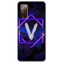 Samsung Galaxy S20 FE Kılıf Baskılı Kapak - Dark Neon Yaprak V Harfi + 5D Tam Kaplayan Cam