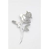 Çelik Gül Broş - Gümüş