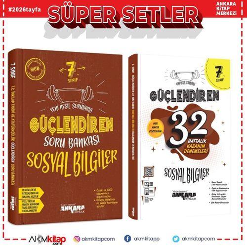 Ankara Yayıncılık 7. Sınıf Sosyal Bilgiler Güçlendiren Soru Bankası ve 32 Haftalık Deneme Seti 2 Kitap