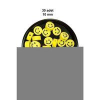30 Adet 10 mm Polimer Kil Fimo Boncuk Takı Bileklik + 1 Metre Lastikli Misina Hediye - Gülen Yüz Smile