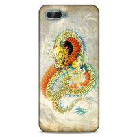 Oppo Rx17 Neo Kılıf Dragons (21) Koruyucu Kapak Ejderha Dövme Sarı