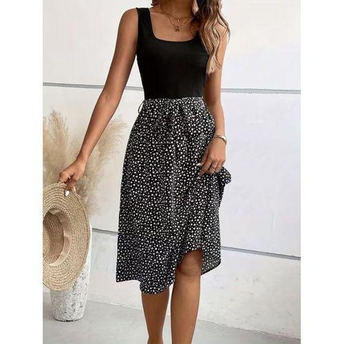 Kadın Askılı Yuvarlak Yakalı üst Viskon Alt Süprem Kısa Elbise