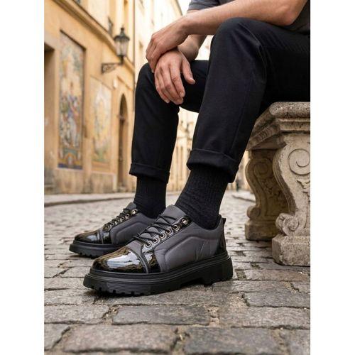 BA0245 Gri Rugan Paraşüt Detaylı Akıllı Lastik Bağcık Yüksek Taban Günlük Erkek Ayakkabı