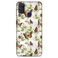 Samsung Galaxy M21 Kılıf Kelebek Etkisi (40) Fit Silikon Kılıf Yeşil Kırmızı