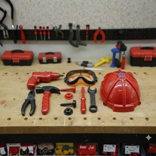 Meslek Setleri - Baretli Tamir Seti 11 Parça - Kırmızı