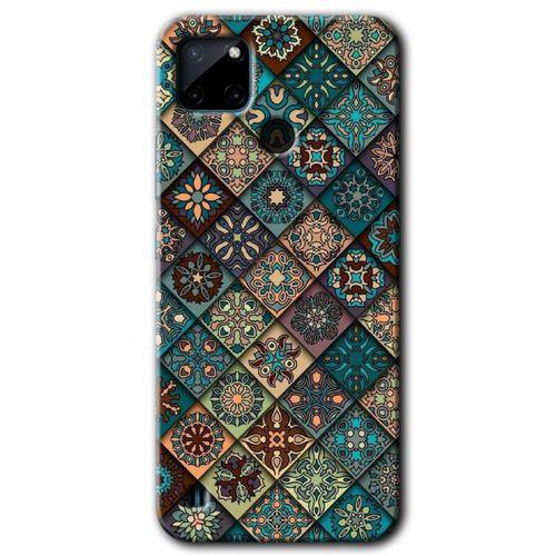BeRa Aksesuar Realme C21 Kılıf Baskılı Kapak - Mat Mandala +Tam Kaplayan Mat Seramik