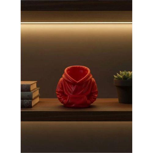 Dekoratif Kırmızı Hoodie Kalemlik 10x10 Cm