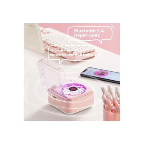 Nostalji Mini Plak Görünümlü Radyolu Bluetooth Hoparlör 3d Ses Dalgası Retro Müzik Plak Pembe