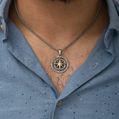 Lucky Life 925 Ayar Gumuss  Pusula Unisex Kolye