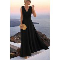 Kadın Askılı V Yakalı Bel Korsaj Detaylı Uzun Ithal Krep Elbise