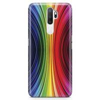 Oppo A9 2020 Kılıf Asimetrik Gökkuşağı Arka Kapak Koruma Desenli Full Koruyucu