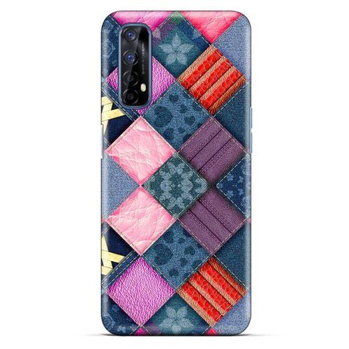 Oppo Realme 7 Kılıf Patchwork (39) Liquid Crystal Kılıf Şeker Pembe Bordo