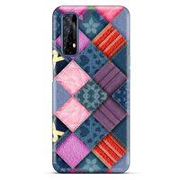 Oppo Realme 7 Kılıf Patchwork (39) Liquid Crystal Kılıf Şeker Pembe Bordo