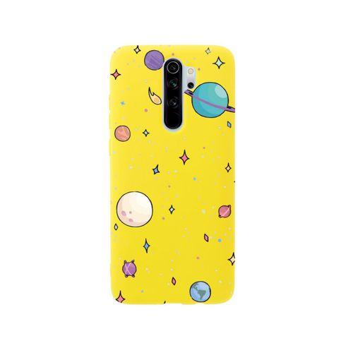 Xiaomi Redmi Note 8 Pro Gezegenler Desenli Premium Silikonlu Sarı Telefon Kılıfı