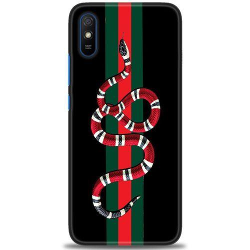 Xiaomi Redmi 9A Kılıf HD Baskılı Kılıf - Kırmızı Yeşil Yılan + Tam Ekran Koruyucu