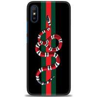 Xiaomi Redmi 9A Kılıf HD Baskılı Kılıf - Kırmızı Yeşil Yılan + Tam Ekran Koruyucu
