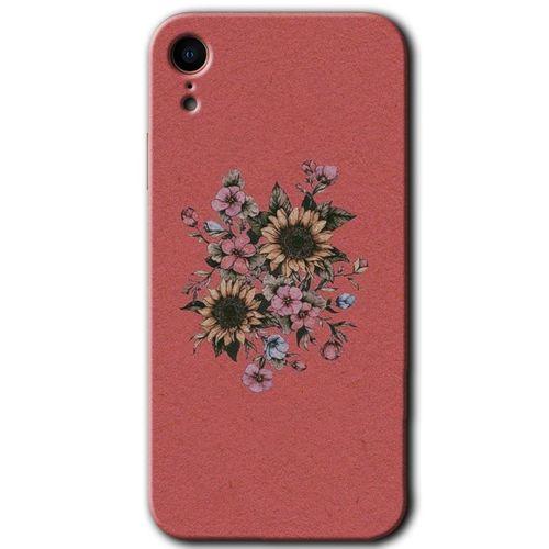 iPhone XR Kılıf HD Desen Baskılı Arka Kapak + Temperli Cam - Retro Çiçek