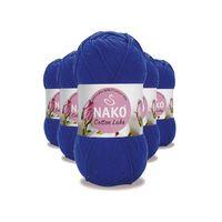 5 Adet Cotton Lüks Yelek Tunik Kazak Bluz Hırka İpi Yünü Saks Mavi 97561