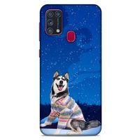 Samsung Galaxy M31 Kılıf Köpek Kıyafetleri (45) Liquid Air Kılıf Husky Renkli Süveter