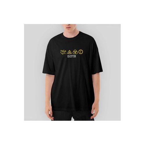 Led Zeppelin Zoso Yellow Oversize Siyah Tişört